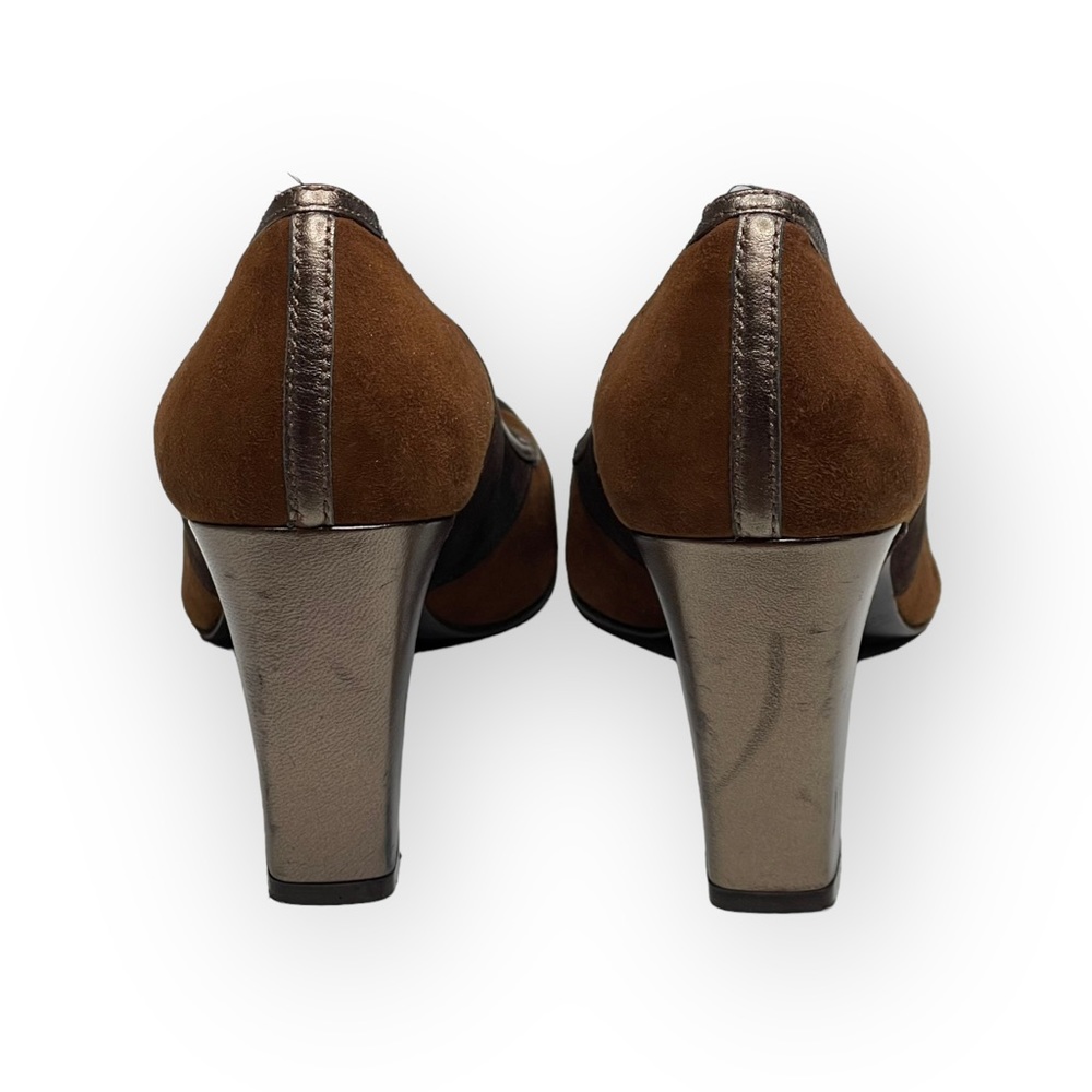 Paco Herrera Patchwork Contrast Metallic Heels Pu… - image 4